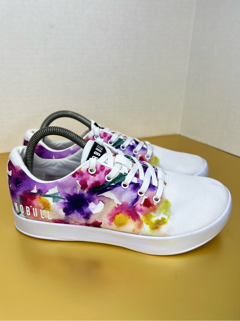 NOBULL White Floral Athletic Shoes with Purple, Pink, Yellow, Green Accents - Picture 2 of 15